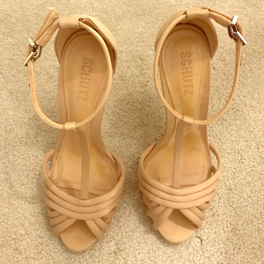 Schutz Nude Strappy Dress Sandals